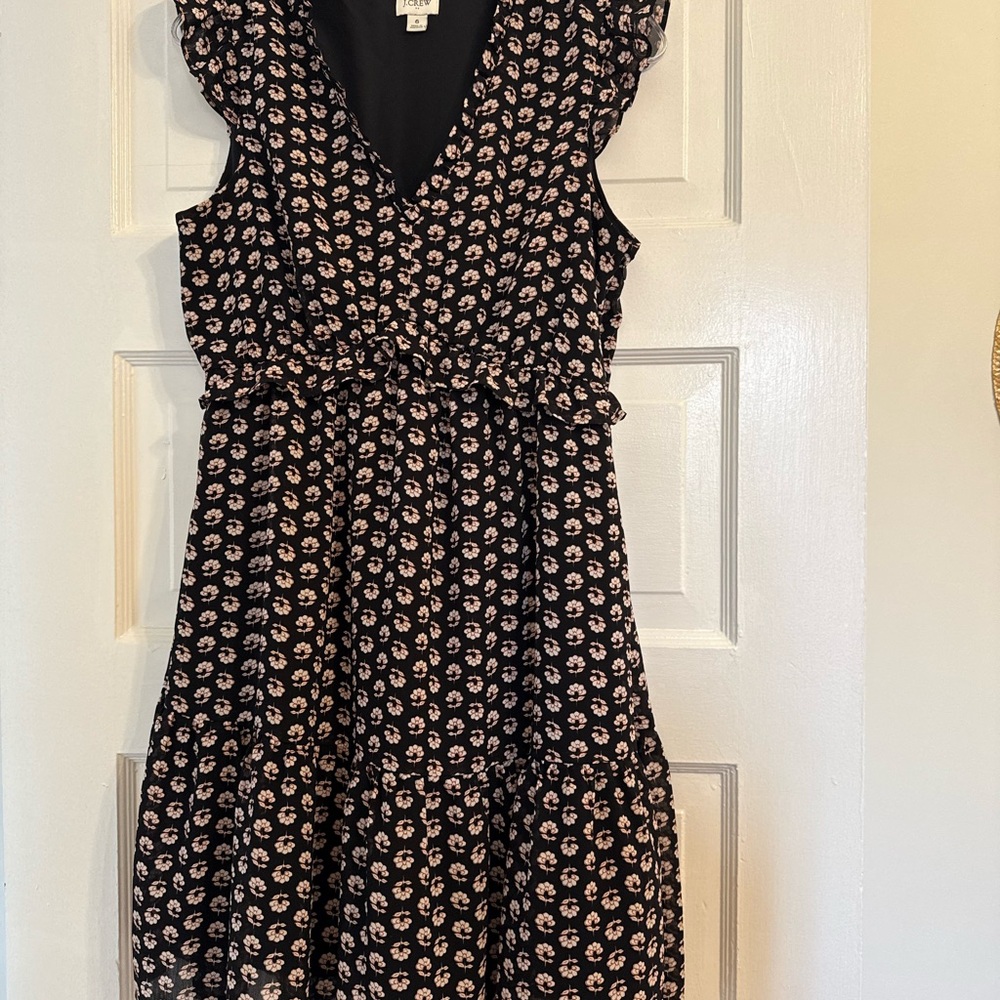 J. Crew Black and Pink Floral Mini Dress